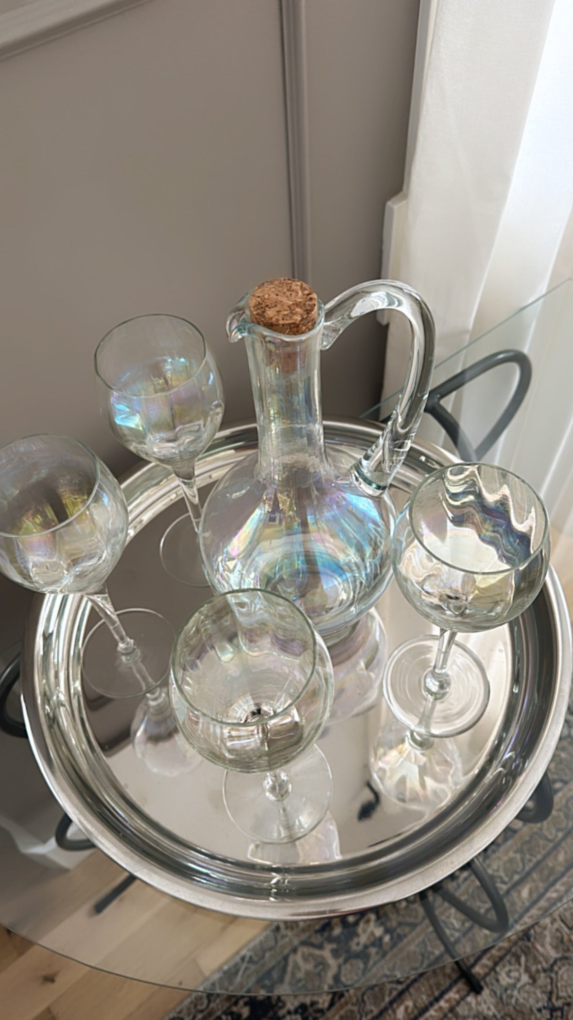 Vintage Iridescent Wine Set