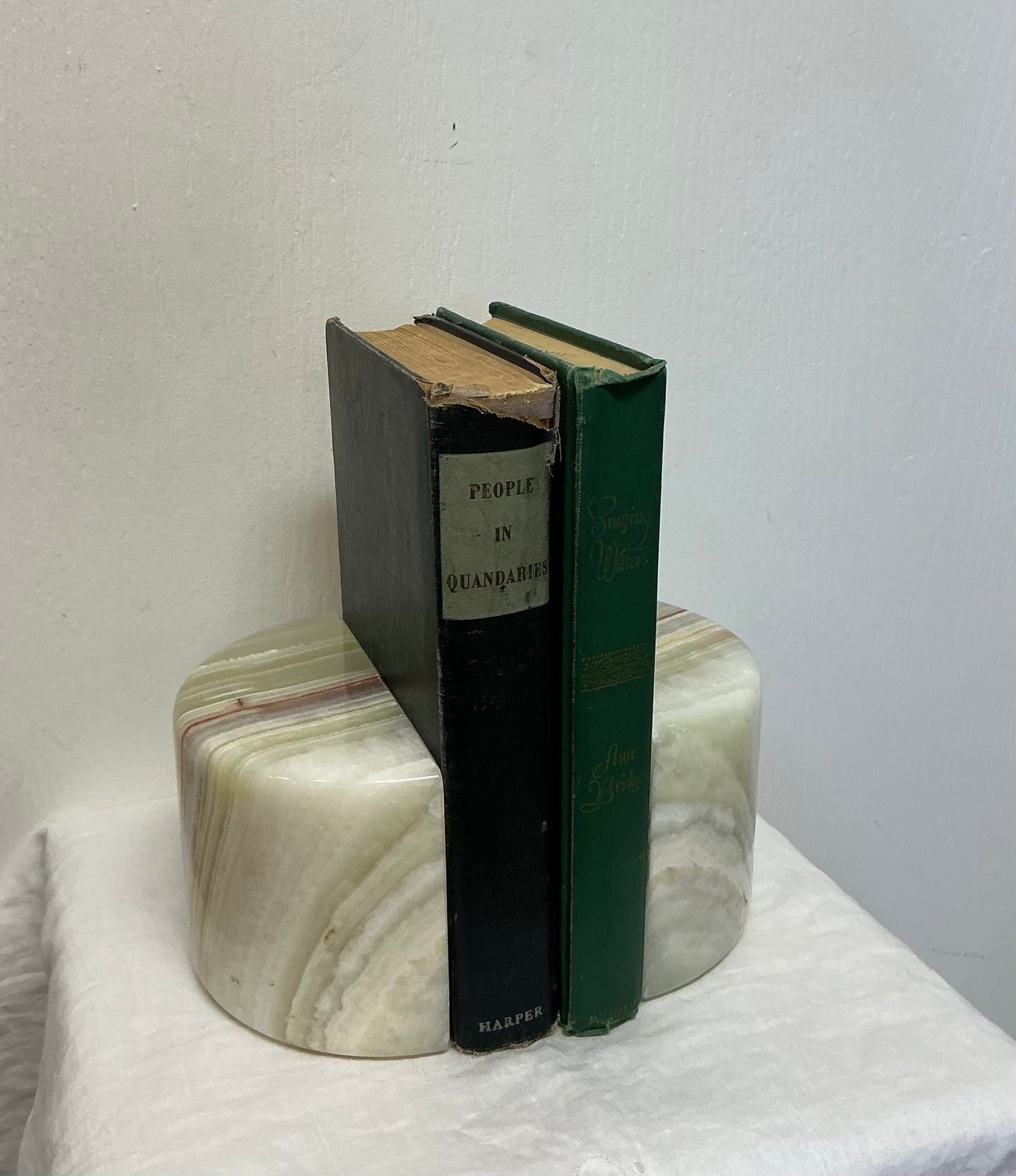 Art Deco Style Banded Onyx Bookends – Circa 1970