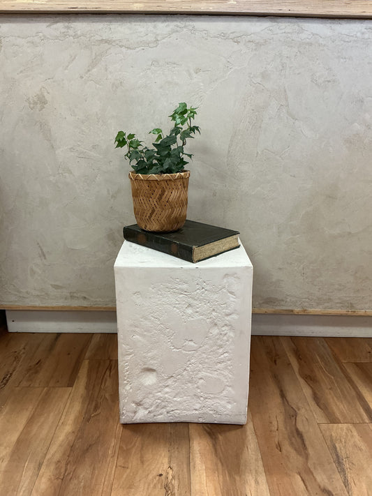 Postmodern White Plaster Textured Pedestal
