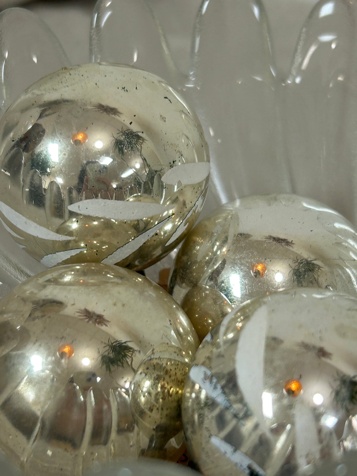 Small Silver Glass Vintage Ornaments