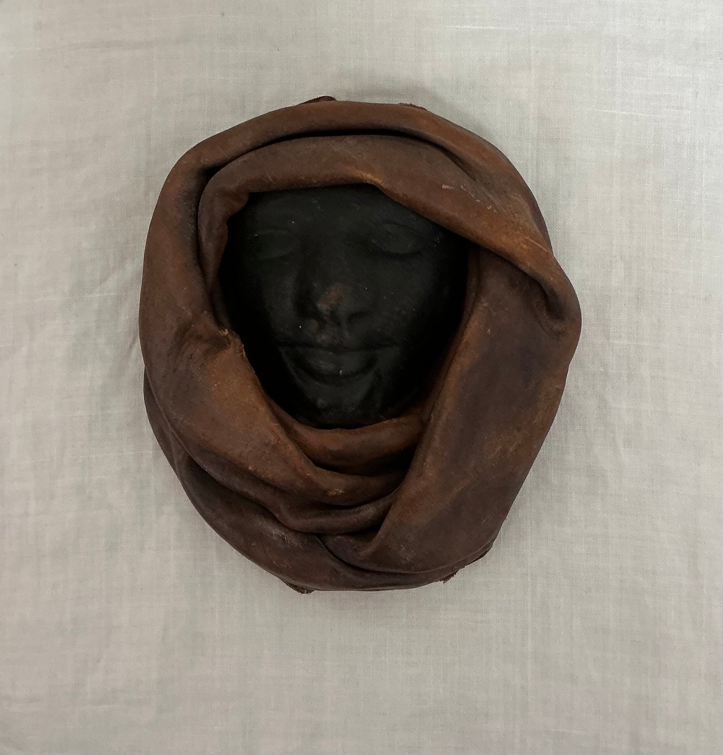 Vintage 90s Handmade Leather Wall Mask