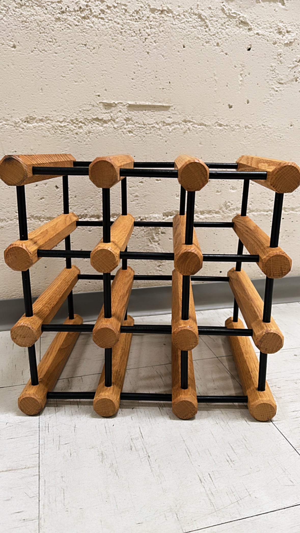 Wood/Metal 9 Bottle Wine Holder