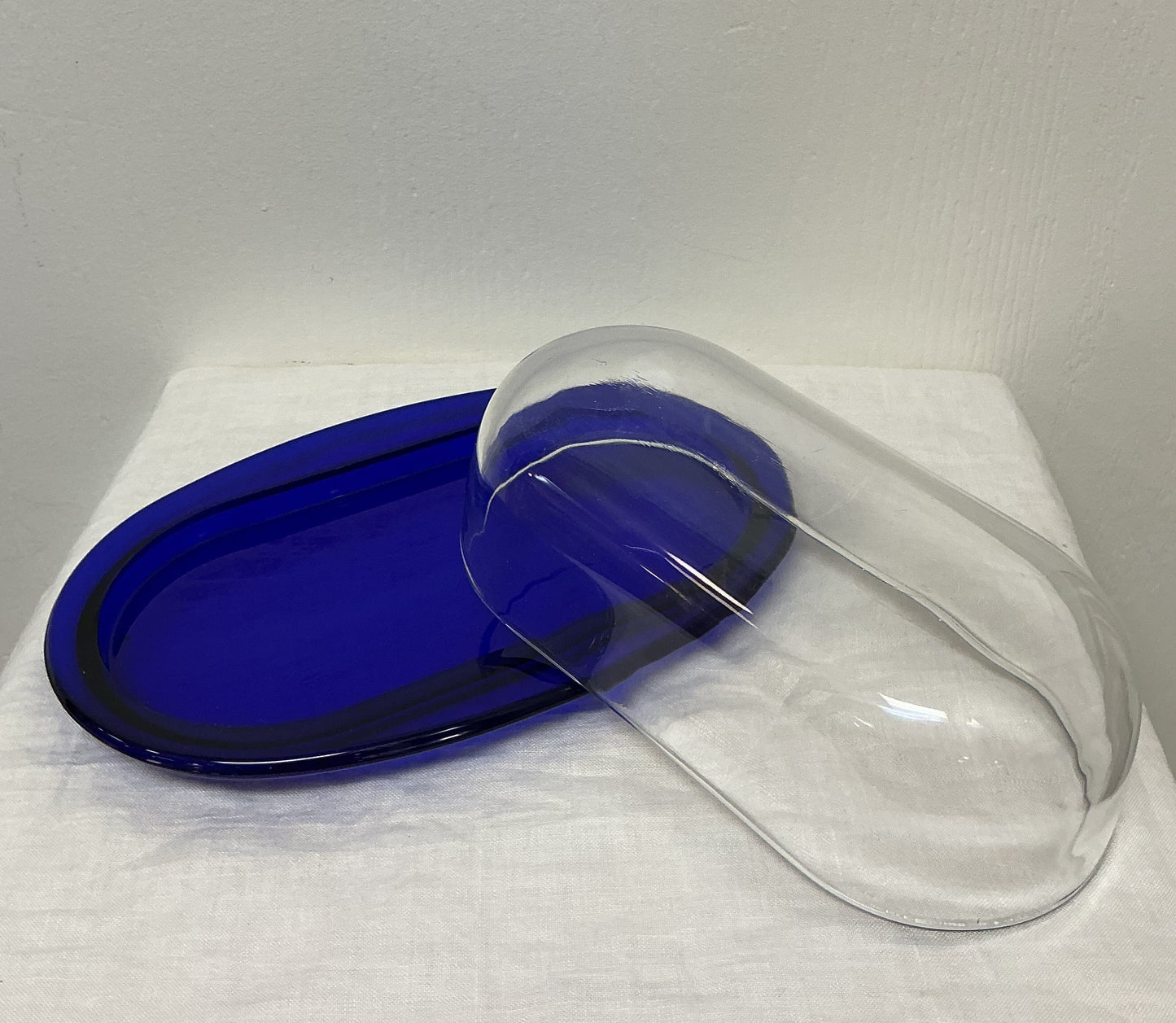 Cobalt Blue Glass Butter Dish