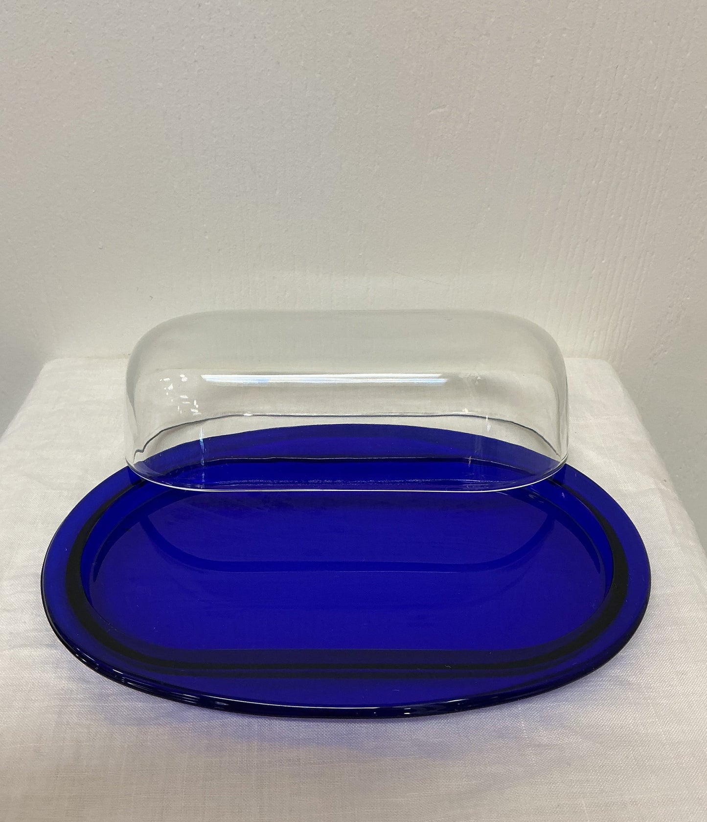 Cobalt Blue Glass Butter Dish