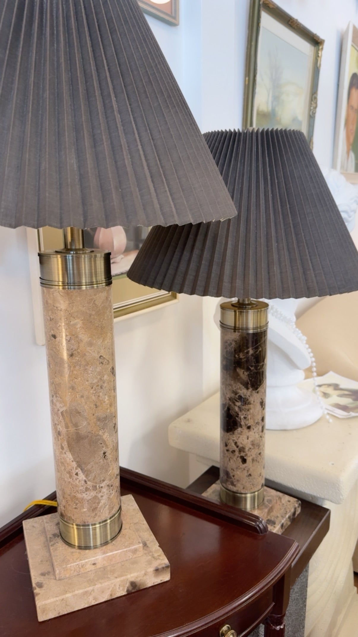 Stunning Pair of Modern Solid Marble Table Lamps