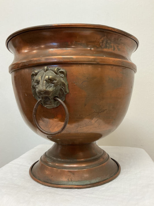 Copper Lions Head Planter