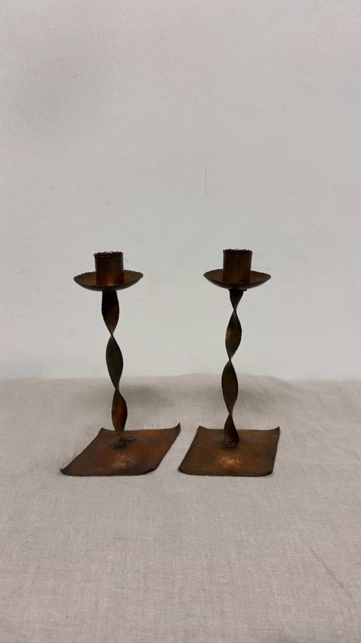 Vintage Twisty Copper Candle Sticks