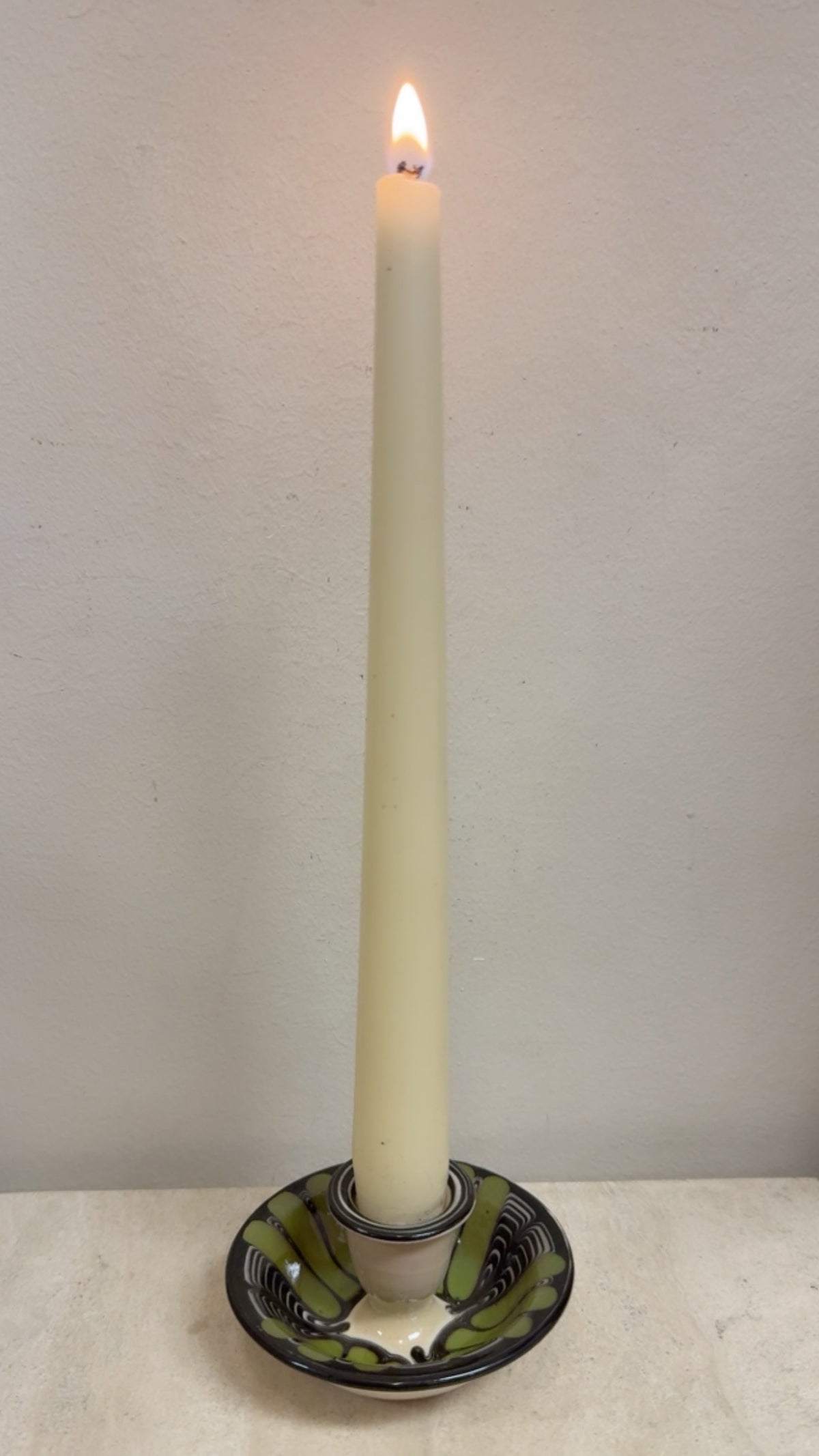 VINTAGE DANISH GLAZED CERAMIC CANDLE HOLDER