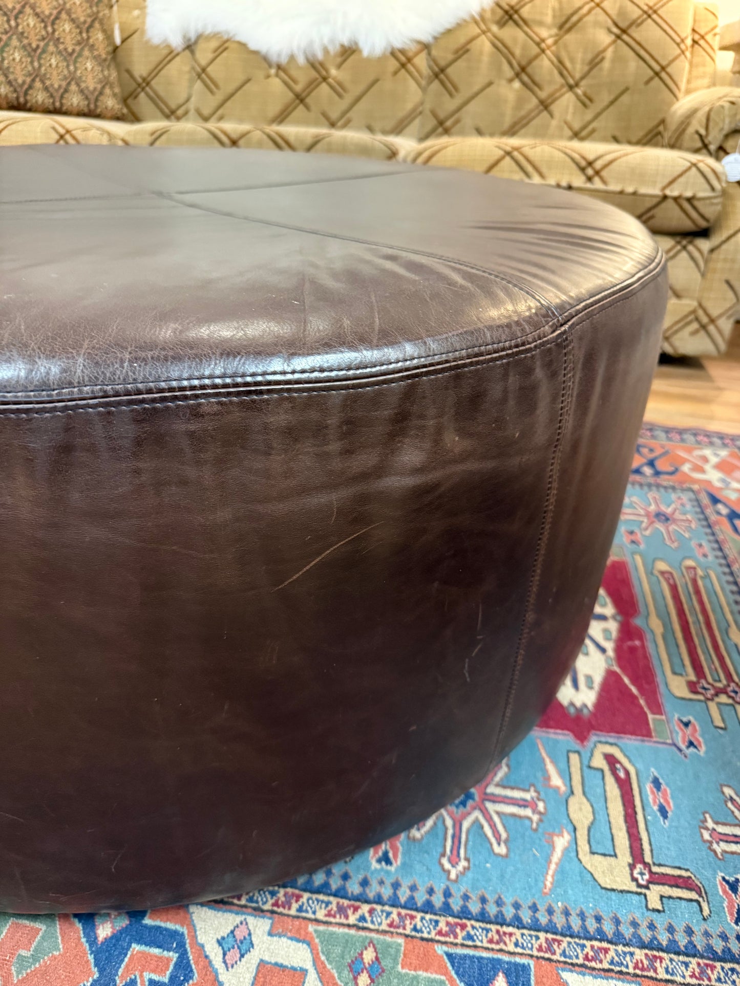 Large Leather Ottoman