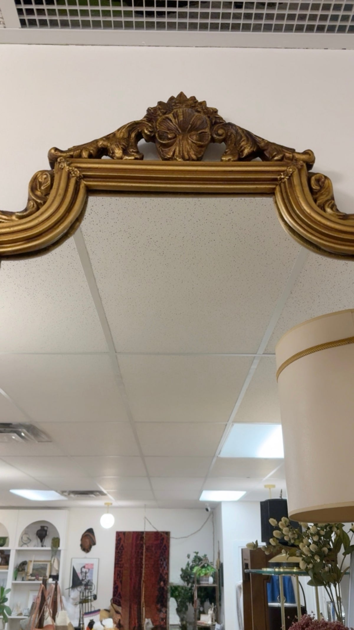 HOLLYWOOD REGENCY ORNATE VINTAGE GOLD RESIN WALL MIRROR