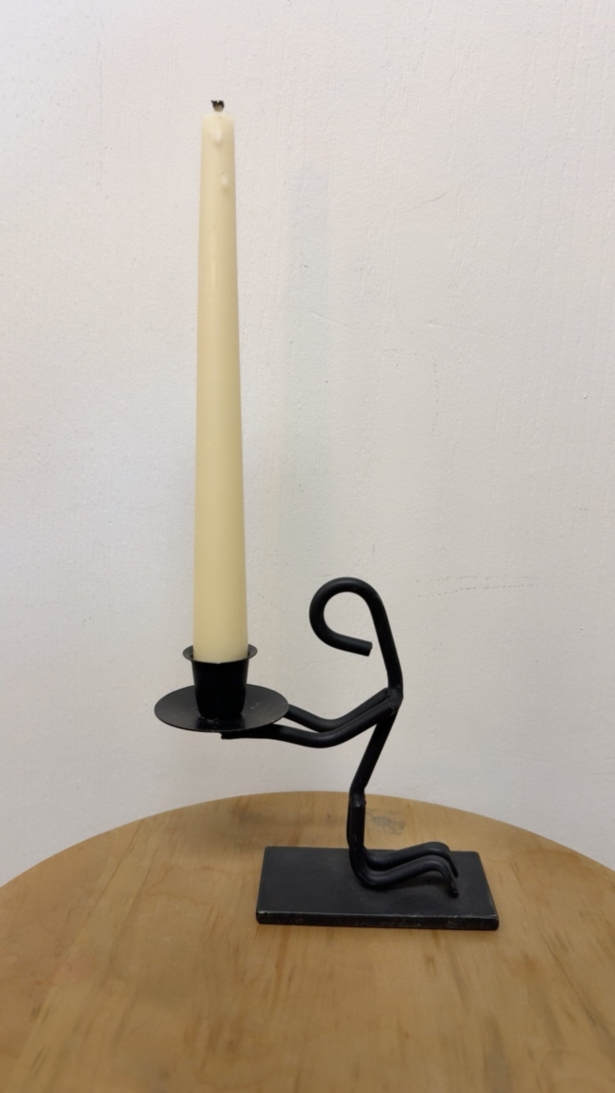 BLACK IRON STICKMAN FIGURE CANDLE HOLDERS