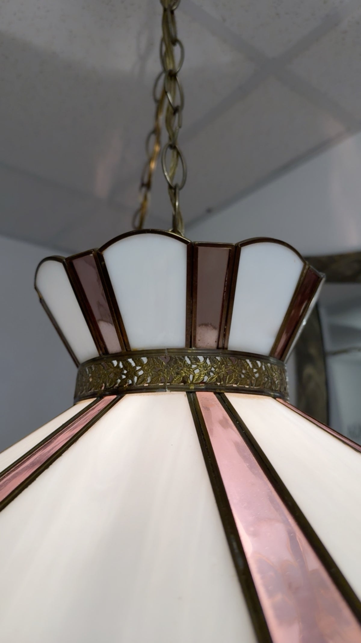 PRESSED FLOWER STAINED GLASS SWAG LAMPSHADE
