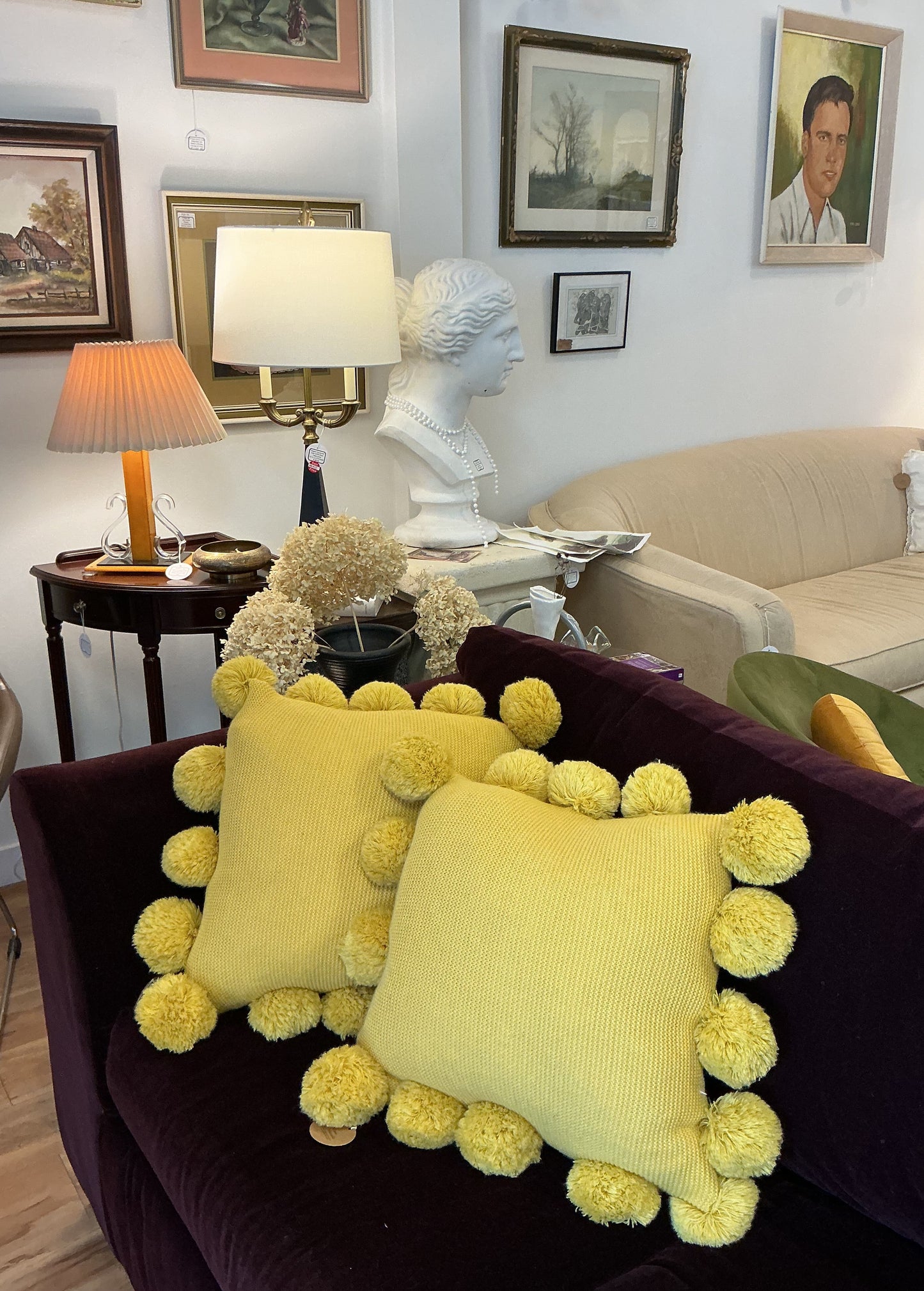 Knit Pom Pom Pillow