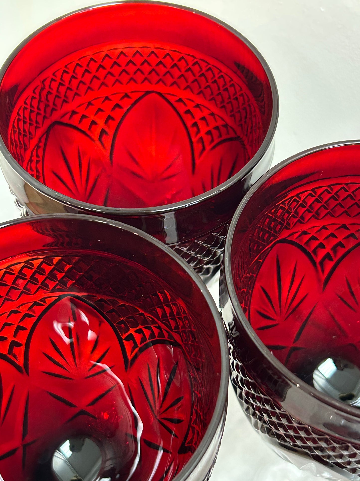 Rare Vintage Red Ruby Luminarc Goblets