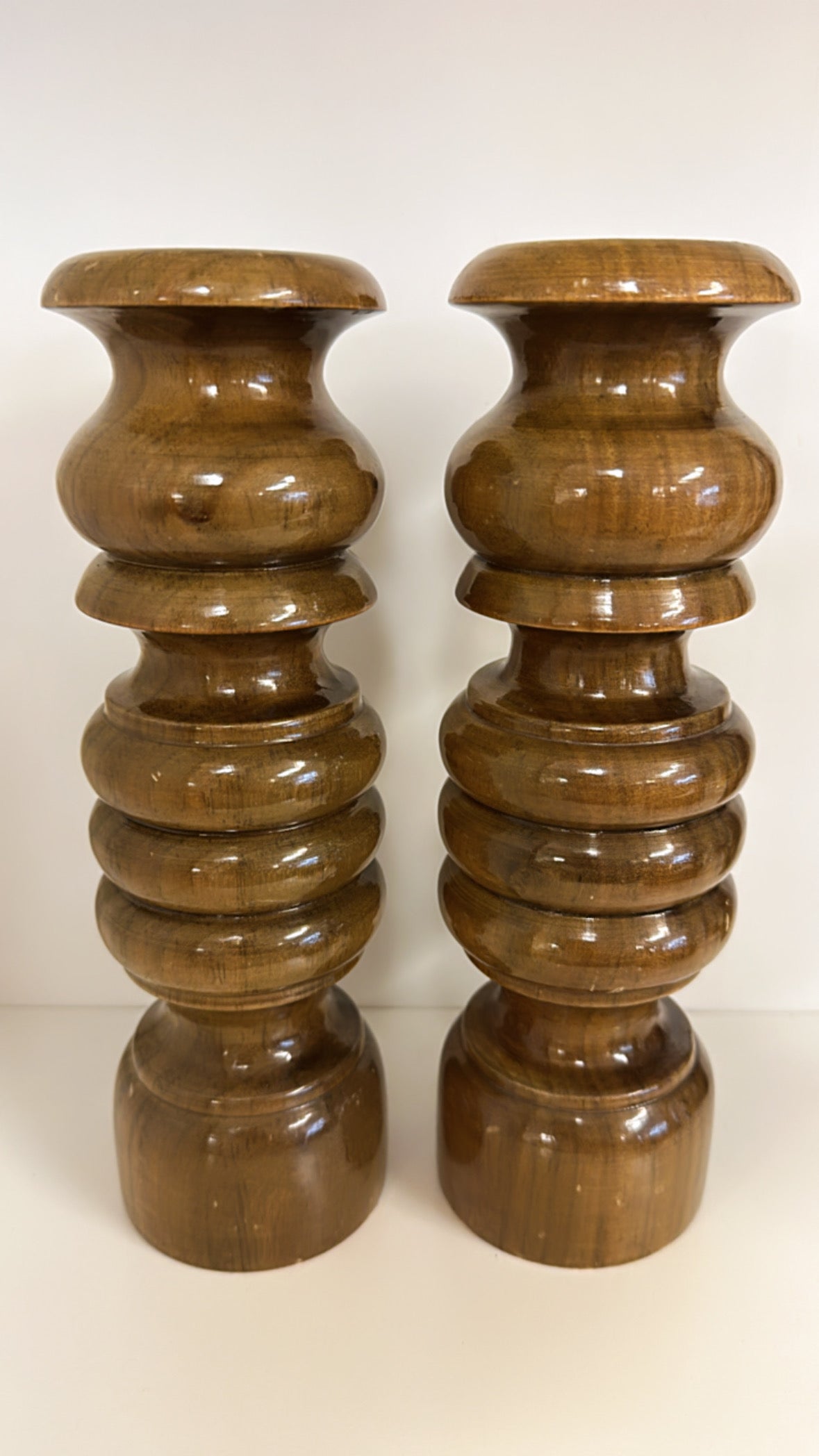 MCM Wood Candle Holders