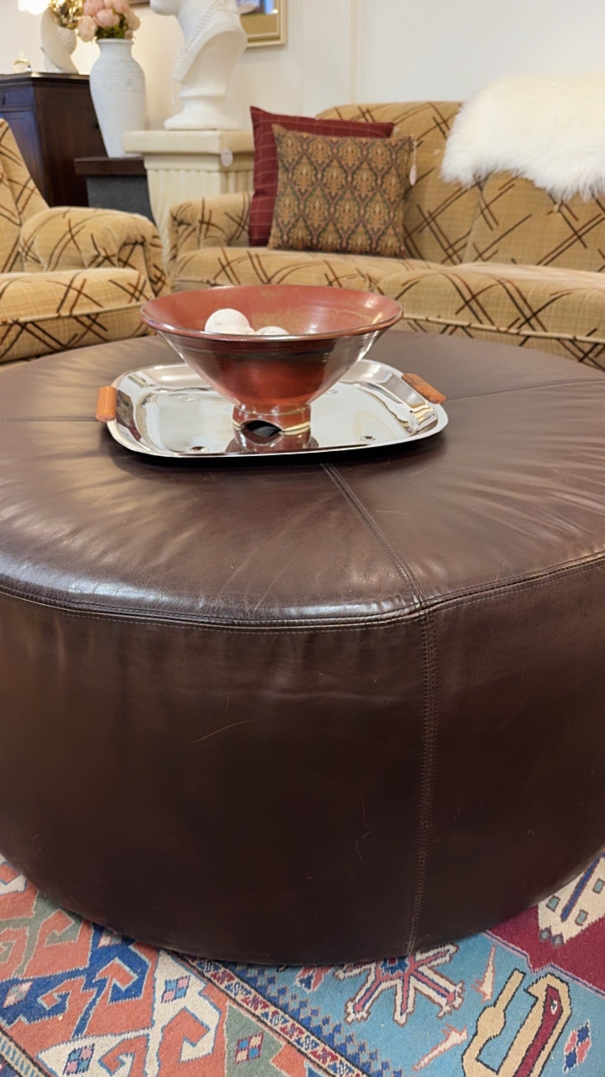 Large Leather Ottoman