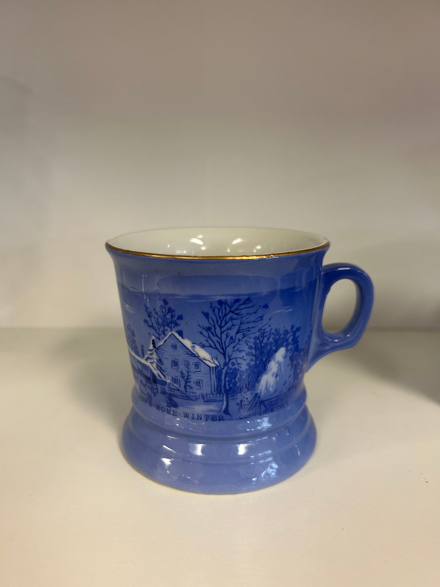 Currier And Ives Gold Rim Mugs