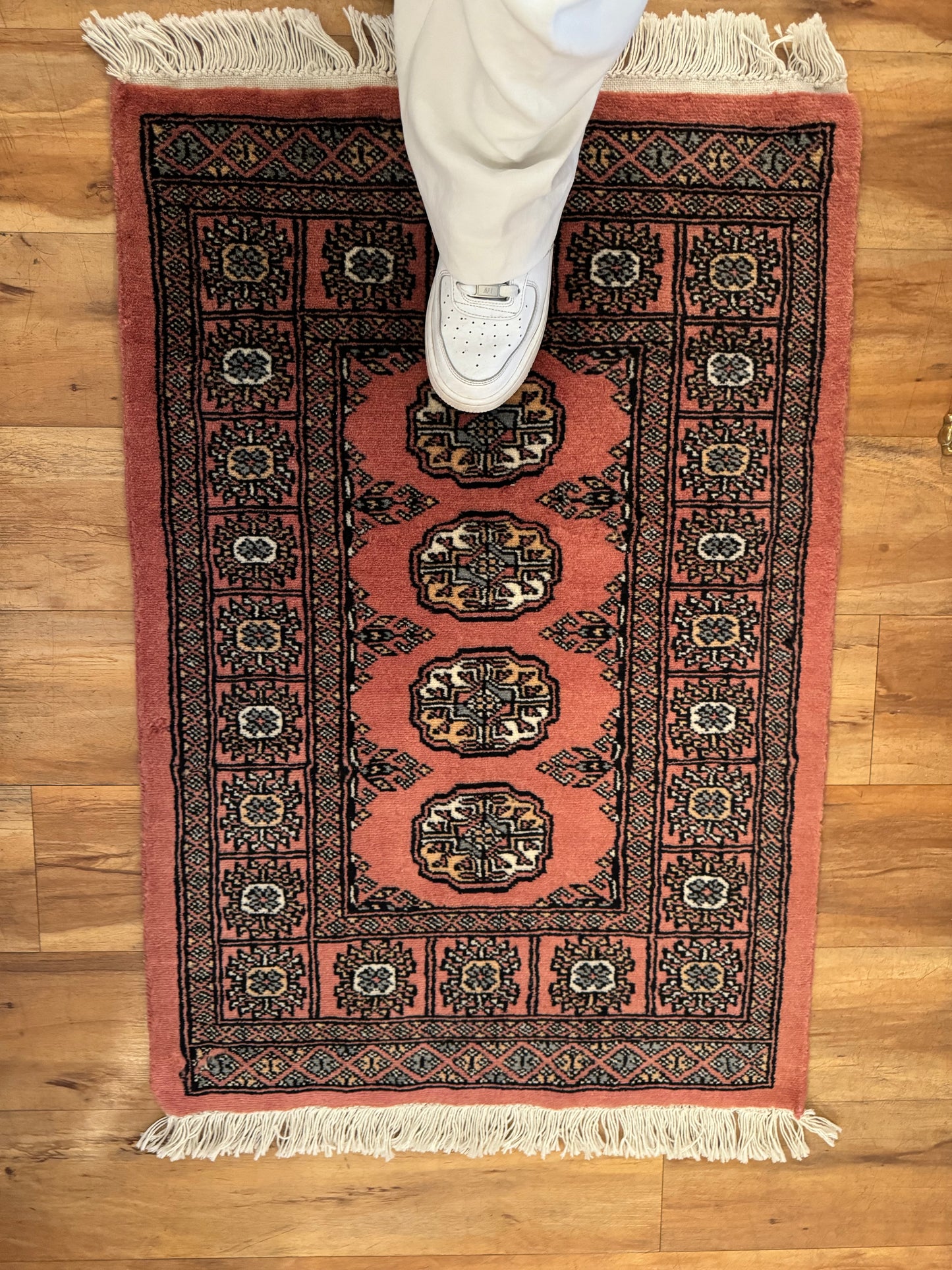 Hand Knotted Light Pink Tribal & Geometric Wool Oriental Rug