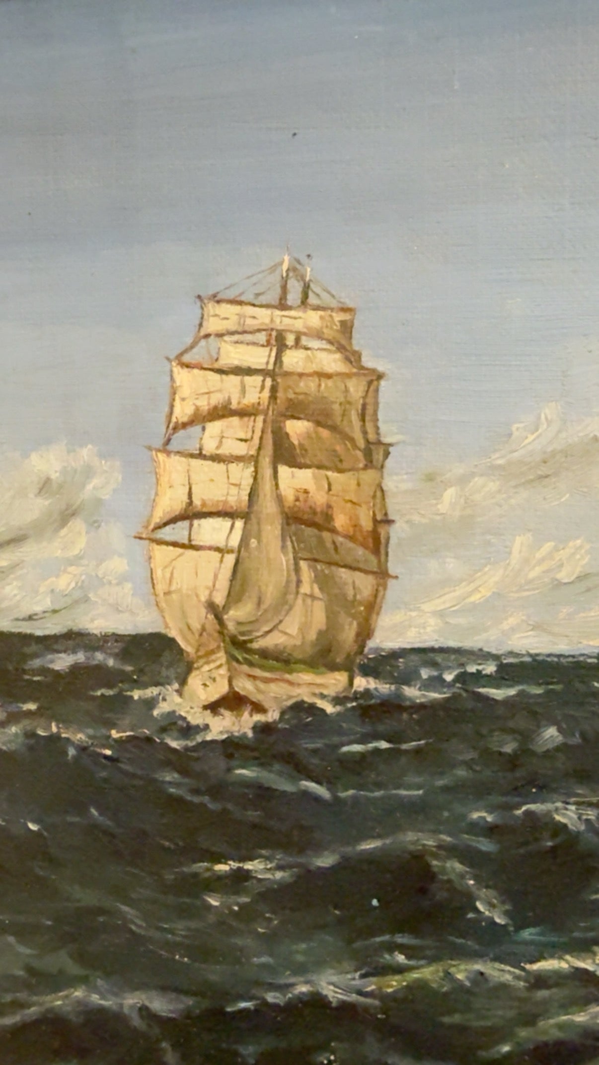 Original Oil Painting of Sail Ship, Dated 1939