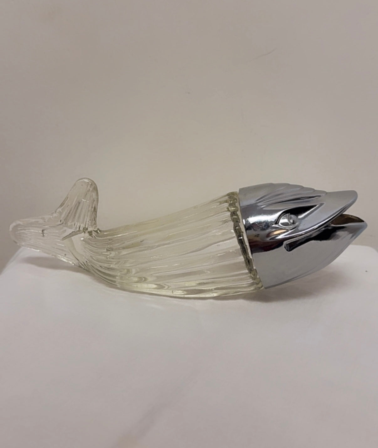 VINTAGE 1960s/70s WEST GERMANY WHALE-SHAPED GLASS PEANUT DISPENSER