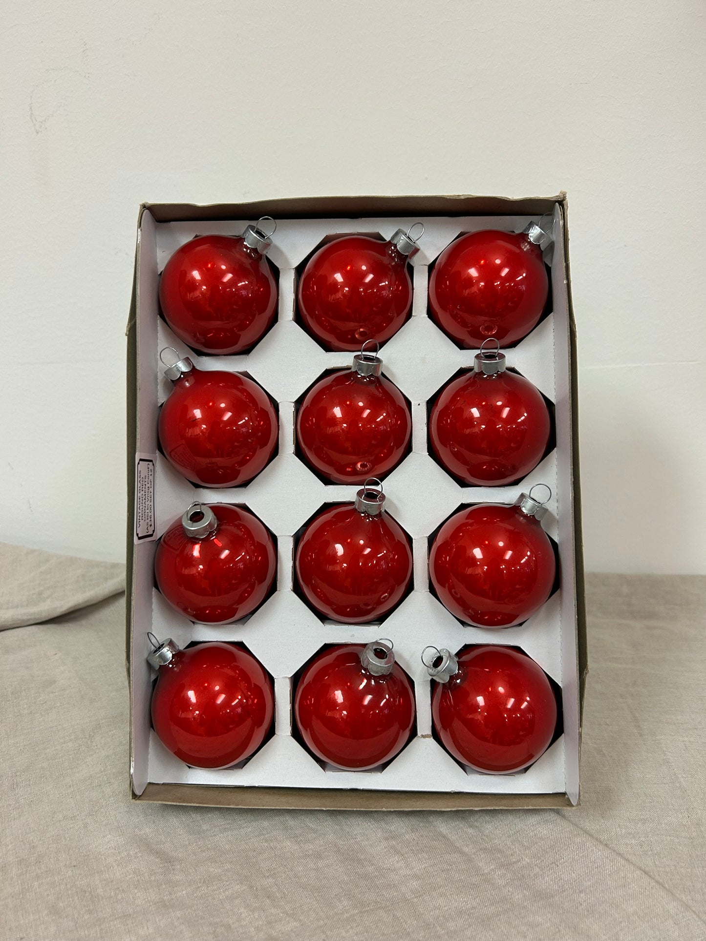 Vintage Red Round Glass Ornaments