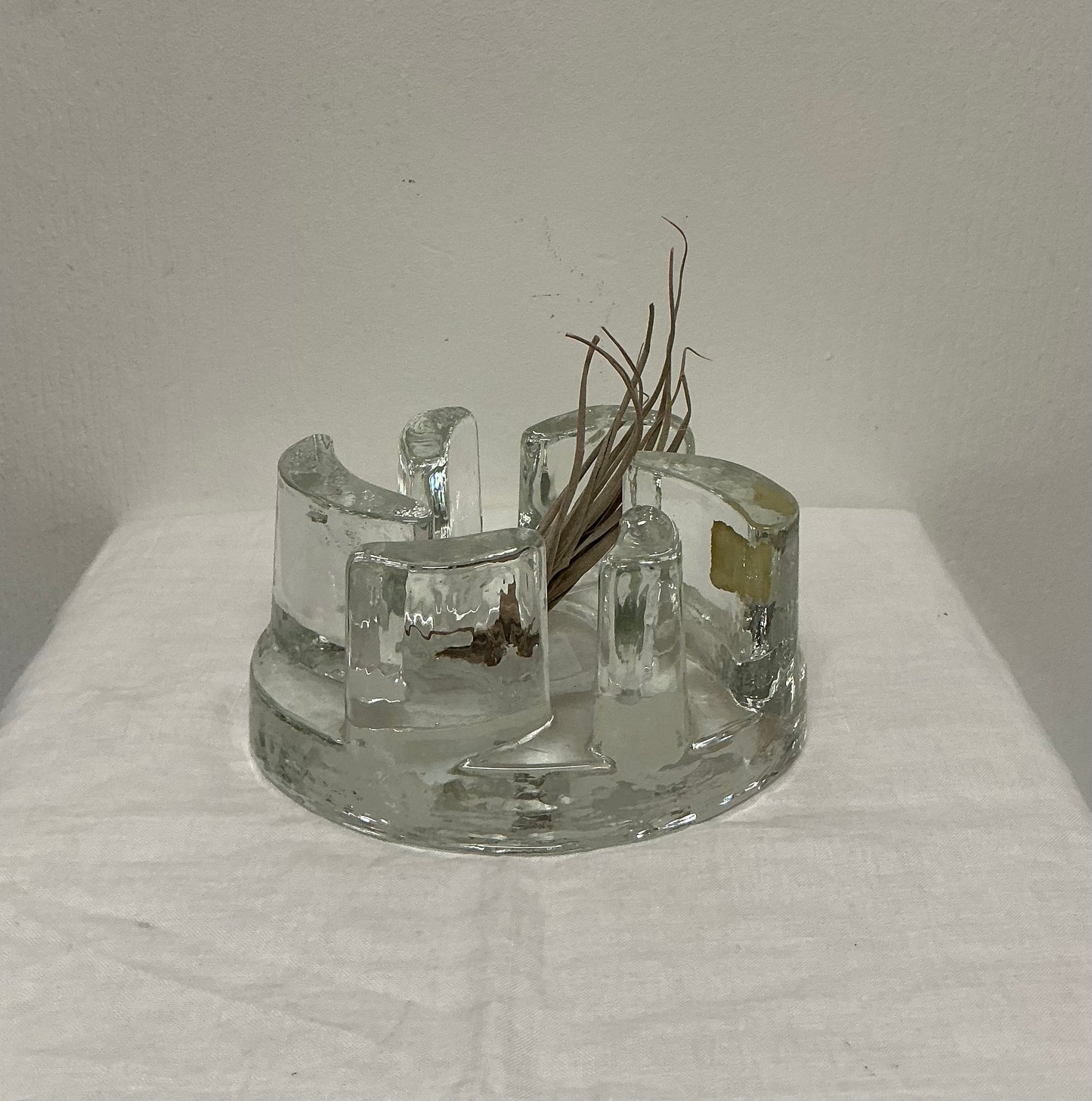 Vintage German Heavy Glass Candle Holder