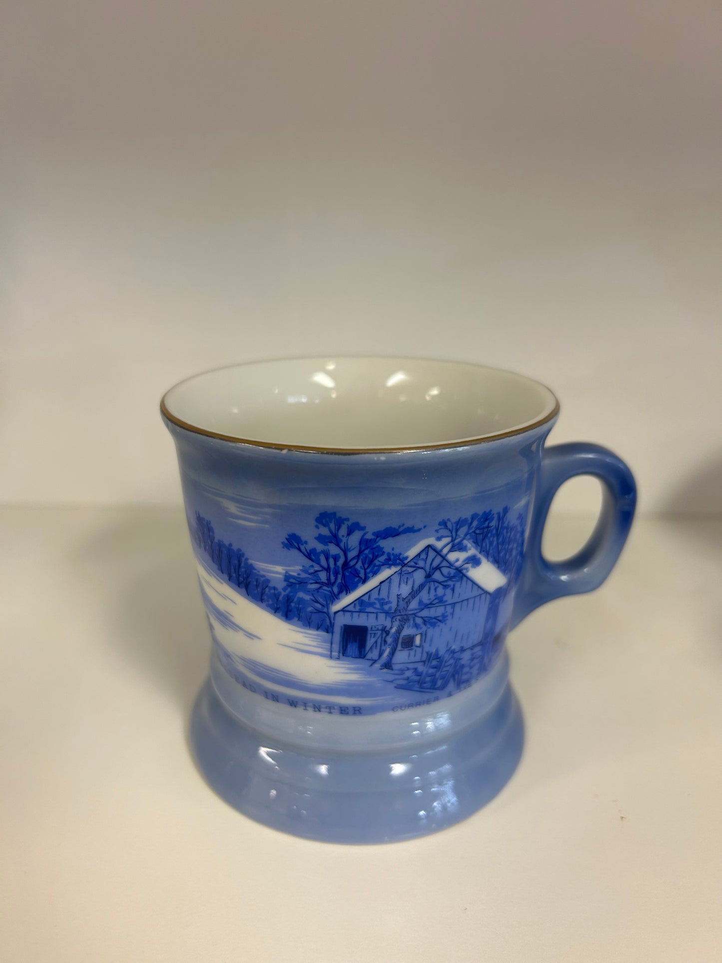 Currier And Ives Gold Rim Mugs