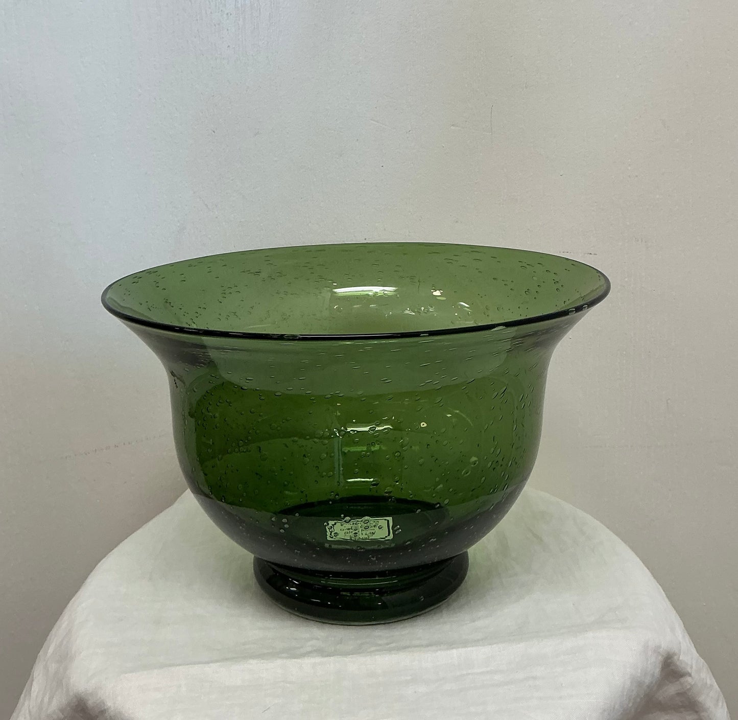 Vintage Large Green Bubble Glass Bowl