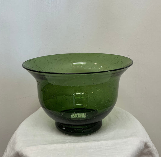 Vintage Large Green Bubble Glass Bowl