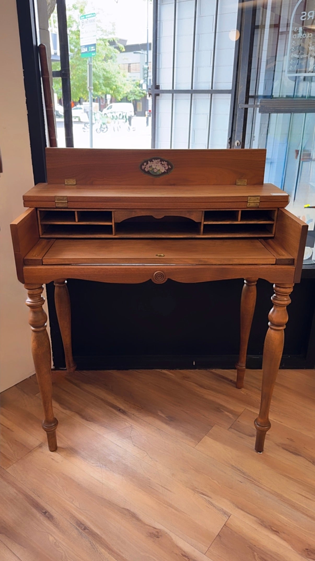 Restored Antique Walnut Flip-Top Spinet Desk