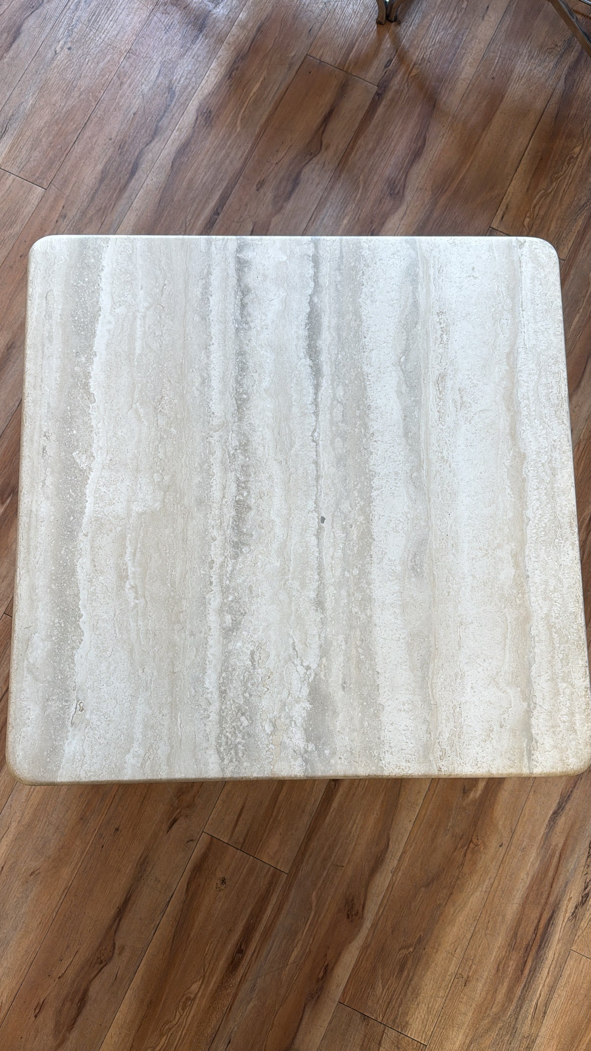 Vintage Italian Travertine Square Coffee Table / Side Table
