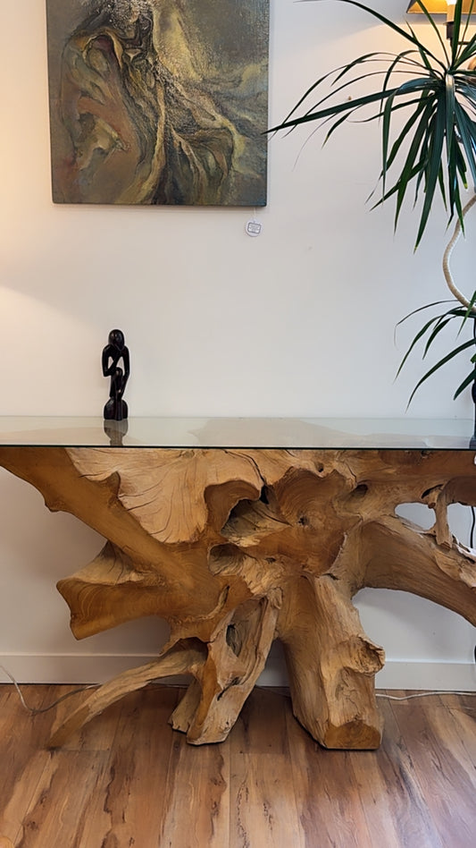 INDONESIAN ROOT WOOD CONSOLE TABLE