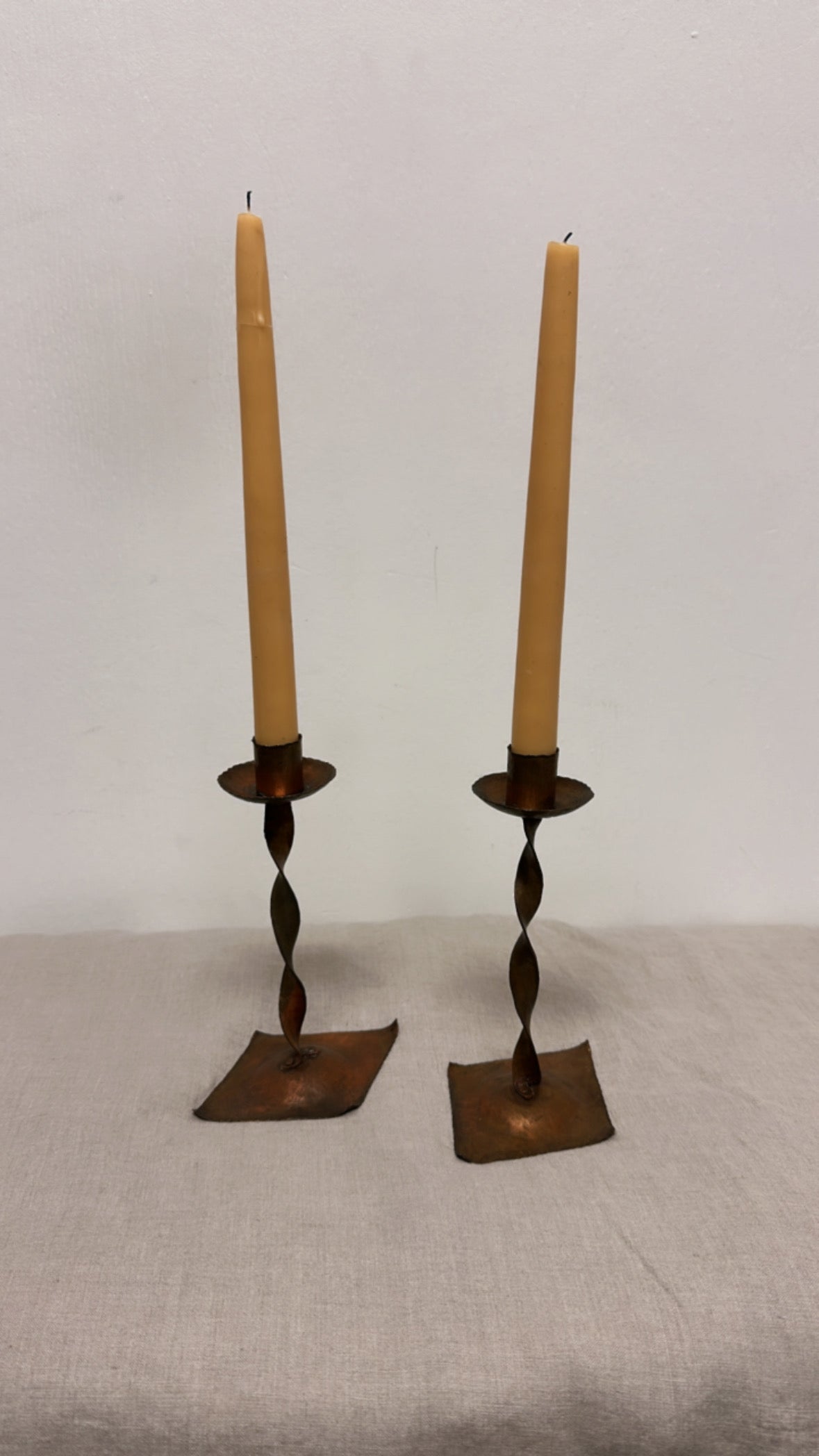 Vintage Twisty Copper Candle Sticks