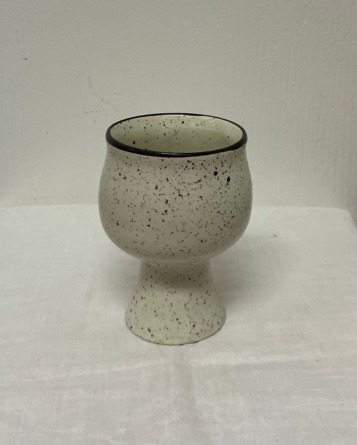 VINTAGE STONEWARE SPECKLED WINE GOBLETS