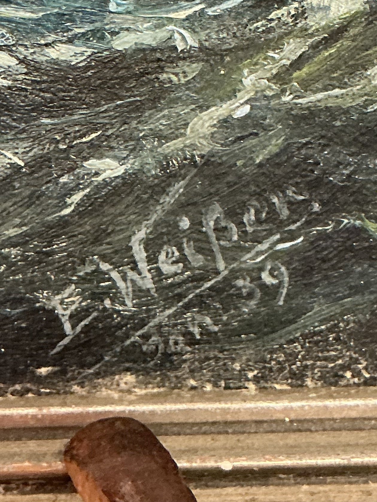 Signed Sailship Oil Painting