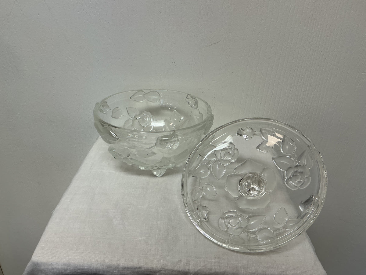 Vintage Frosted Glass Candy Dish