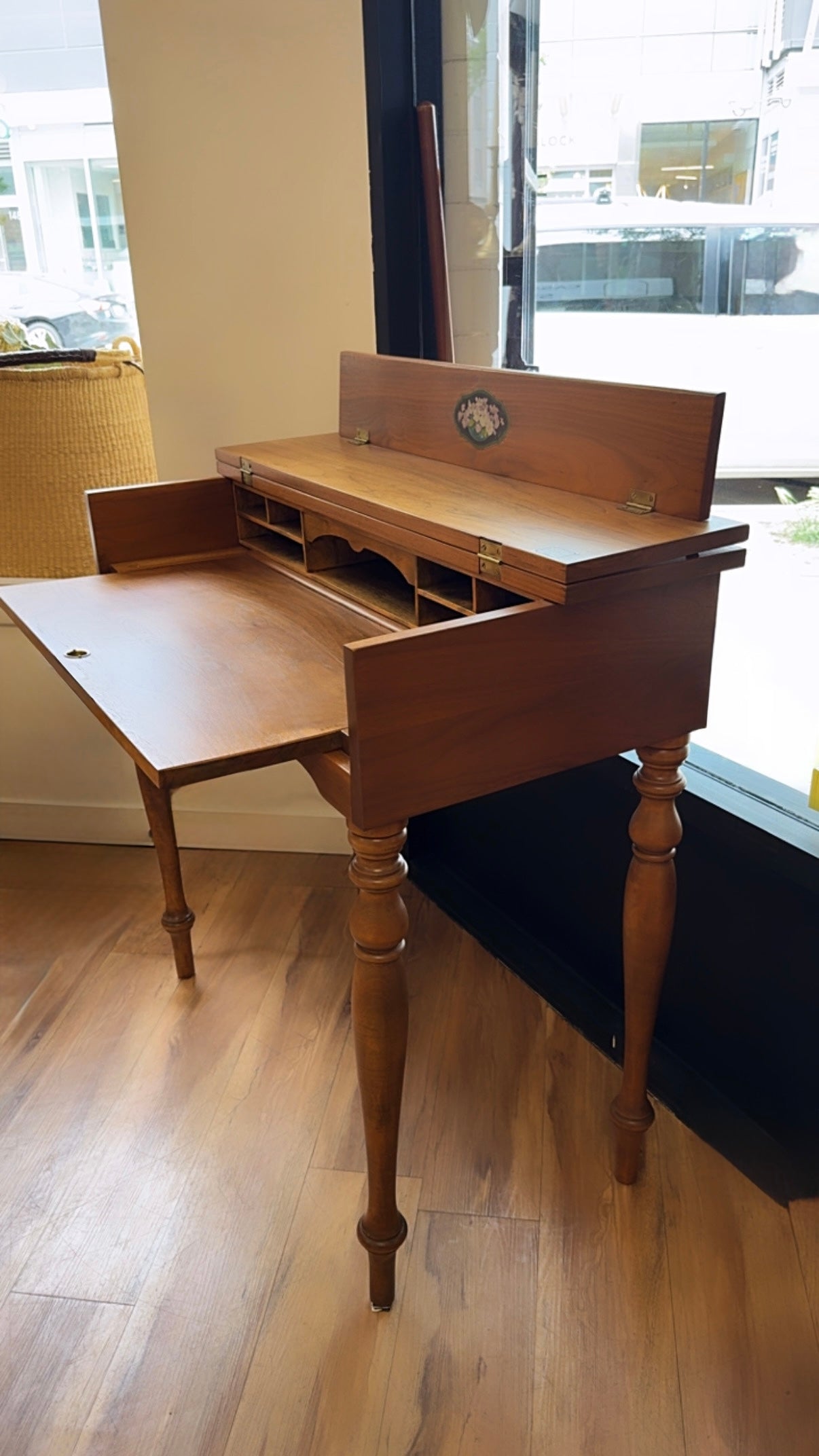 Restored Antique Walnut Flip-Top Spinet Desk