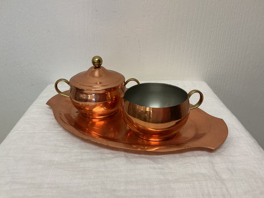 Vintage Copper Cream & Sugar Set