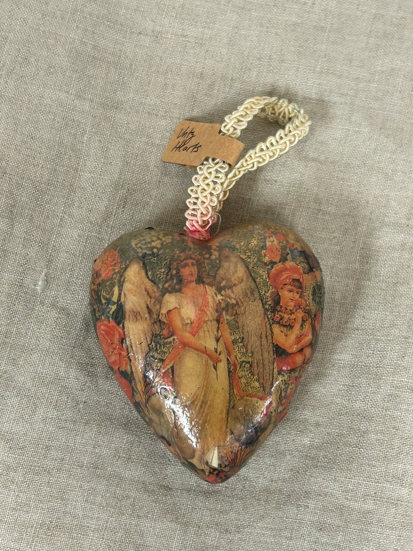 Vintage Christmas Paper Mache Heart