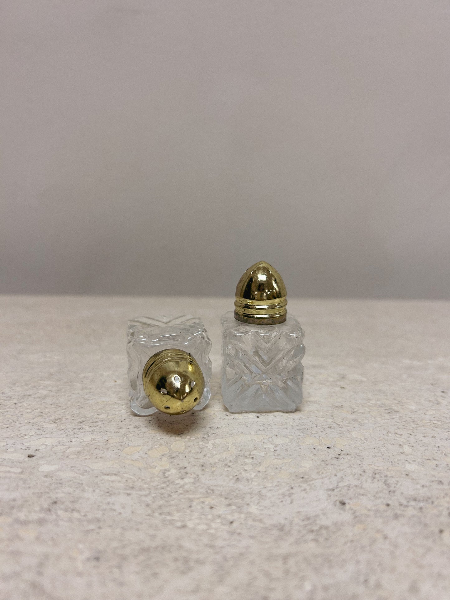 Small Vintage Glass Salt & Pepper Shakers