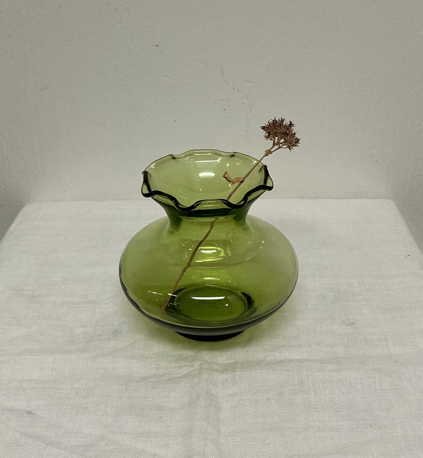 Vintage Green Blown Glass Vase