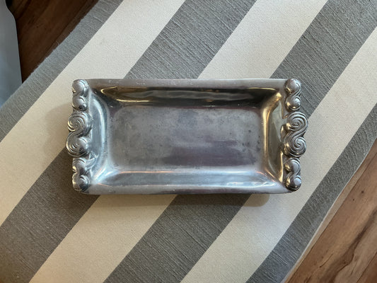 Pewter Serving Tray with Swirl Design