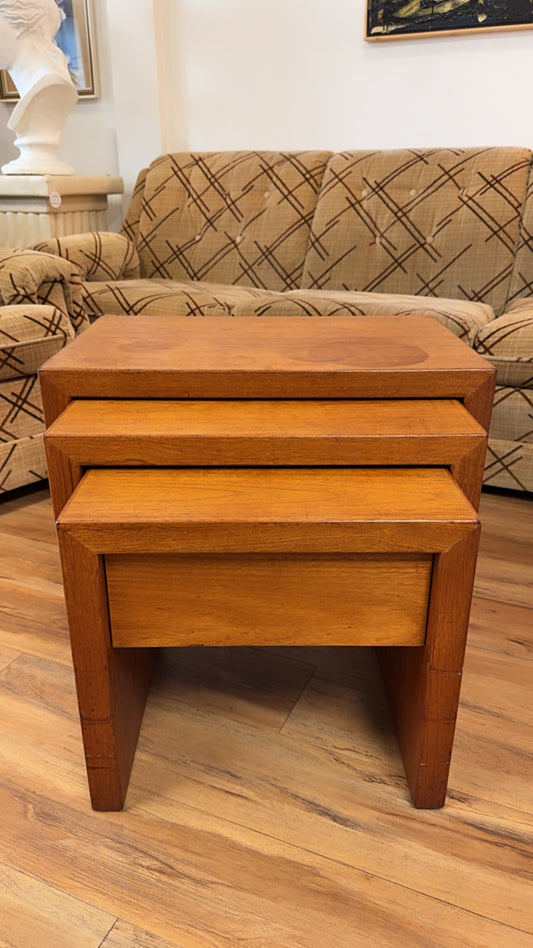 Vintage MCM Teak Nesting Tables – Set of 3 (Circa 1970s)