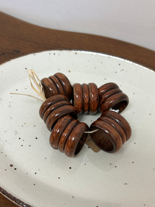 Vintage Ribbed Wood Napkin Rings