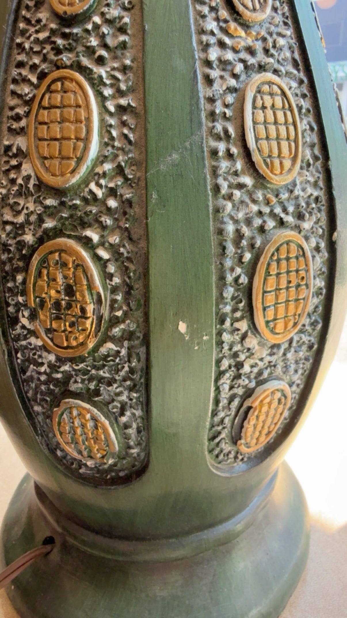 Vintage Mid-Century Ceramic Green Table Lamps