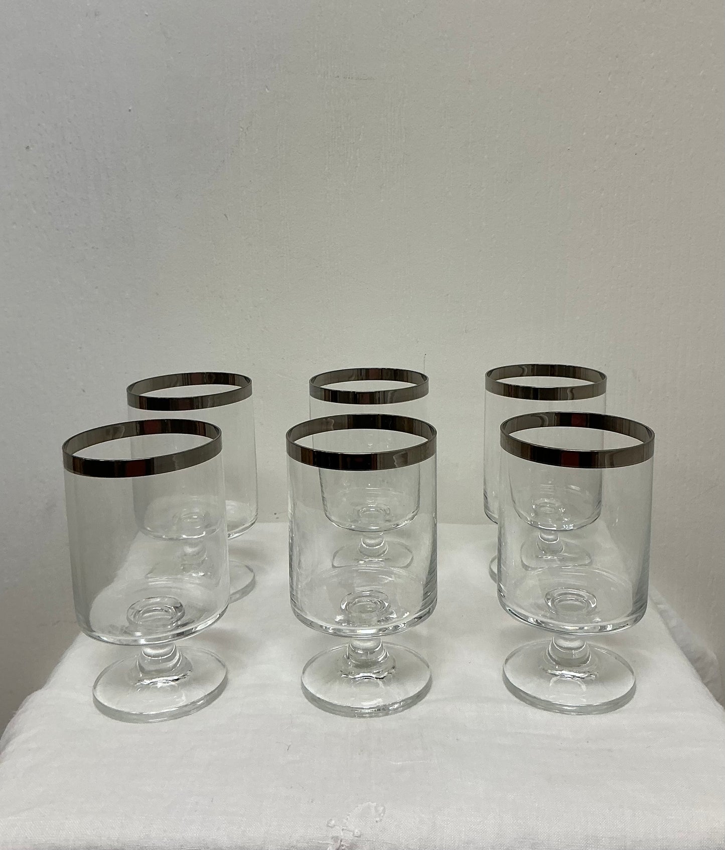 Vintage Dorothy Thorpe Allegro Sterling Silver Band Goblet Set (6)