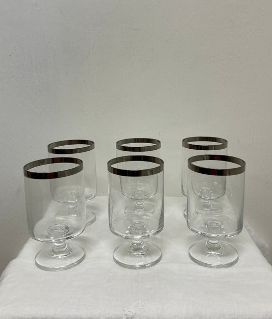 Vintage Dorothy Thorpe Allegro Sterling Silver Band Goblet Set (6)