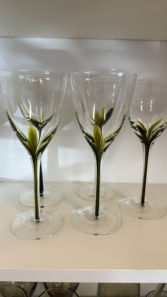 Green Stem Wine Glasses