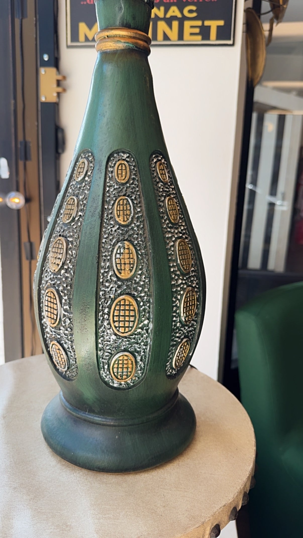 Vintage Mid-Century Ceramic Green Table Lamps
