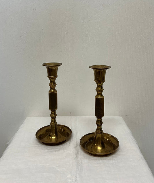 Vintage Solid Brass Candlestick Holders – Set of 2